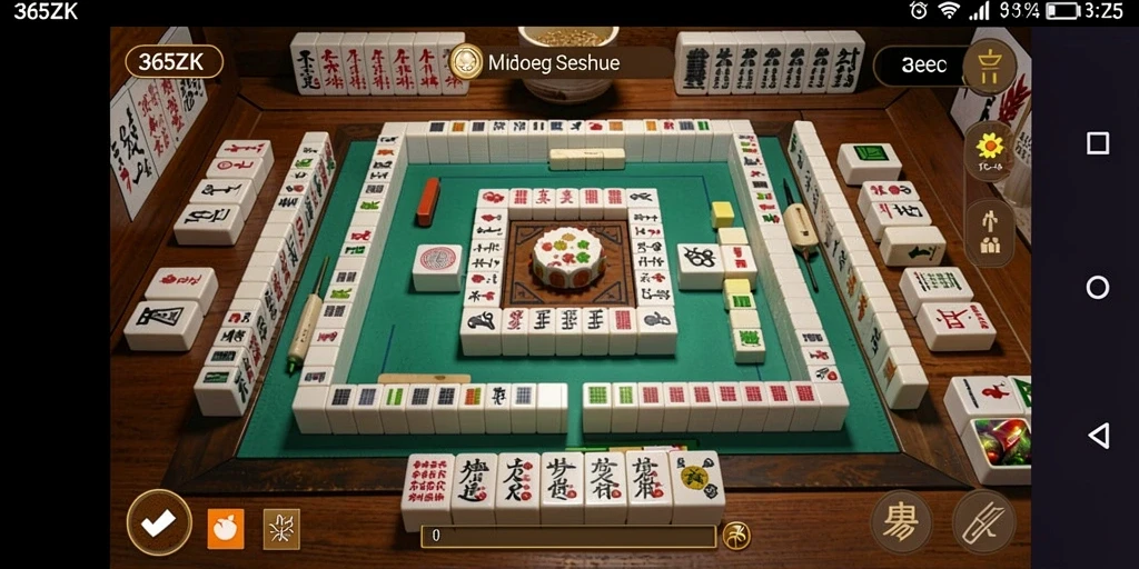 Screenshot permainan 365ZK yang menampilkan suasana bermain Mahjong.