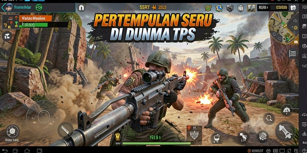 Tangkapan layar utama 55RT menampilkan aksi intens dalam gameplay TPS.