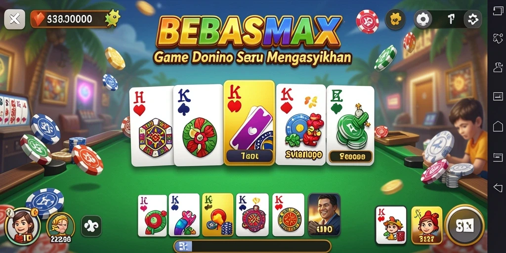 Screenshot gameplay seru BEBASMAX yang menunjukkan aksi Domino.