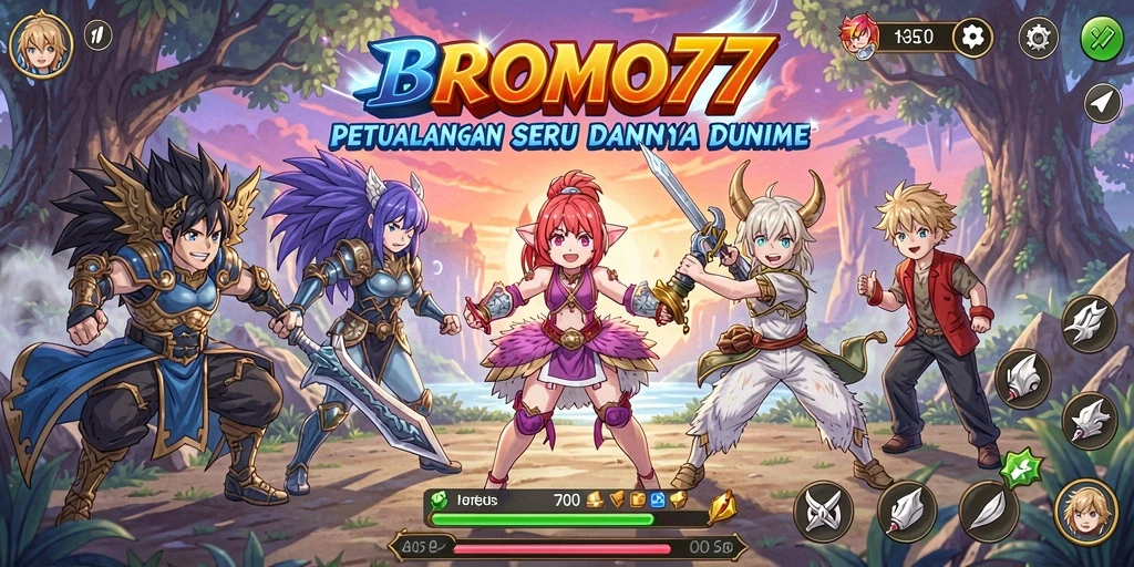 Tampilan gameplay BROMO77 yang seru dan penuh warna.