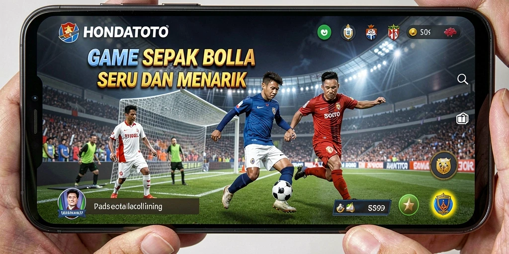 Screenshot gameplay HONDATOTO dengan aksi sepak bola yang seru.