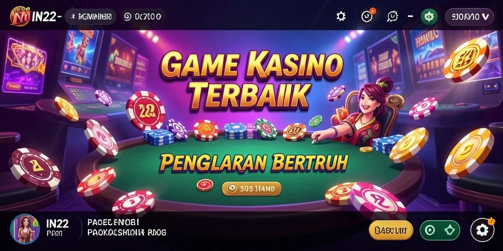 Screenshot IN22 menunjukkan grafis menawan saat bermain permainan kasino.