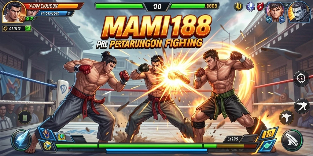 Screenshot gameplay MAMI188 menampilkan aksi pertarungan yang mendebarkan dan karakter yang unik.