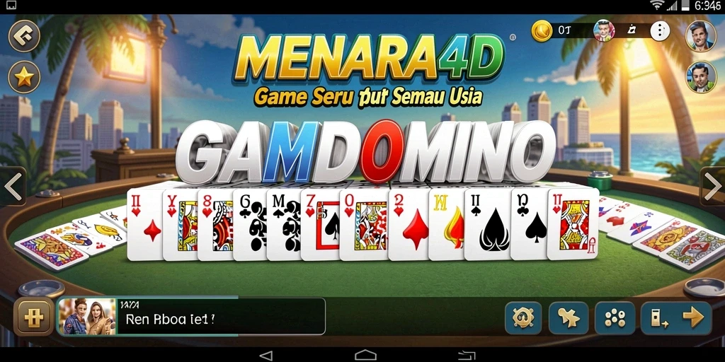 Screenshot MENARA4D menampilkan gameplay seru permainan Domino.