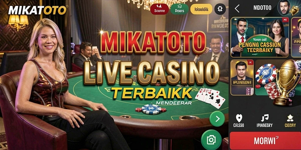 Tampilan gameplay MIKATOTO dengan dealer langsung dan meja permainan.