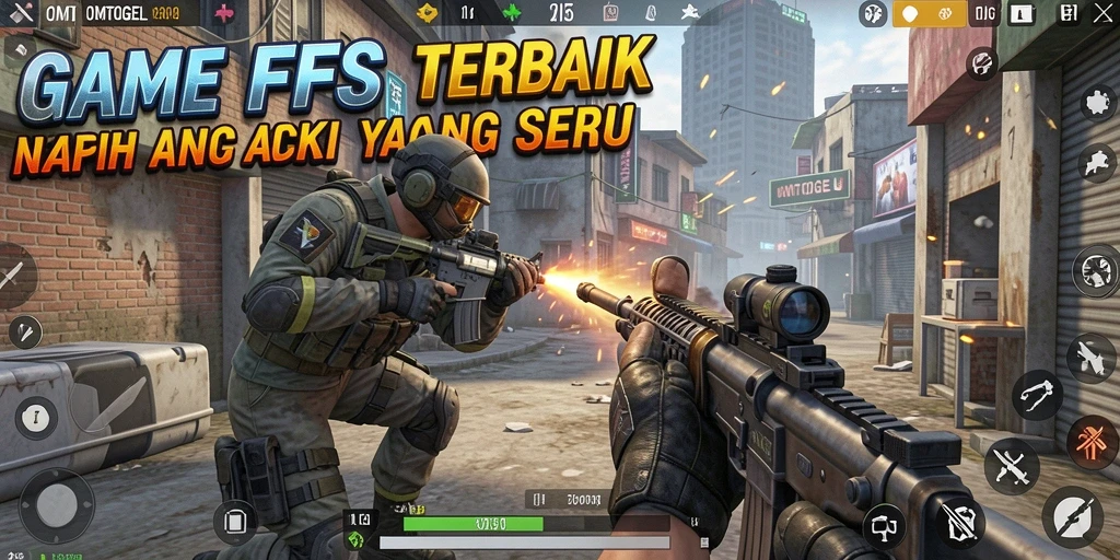 Screenshot gameplay OMTOGEL dengan aksi tembak-menembak yang seru.