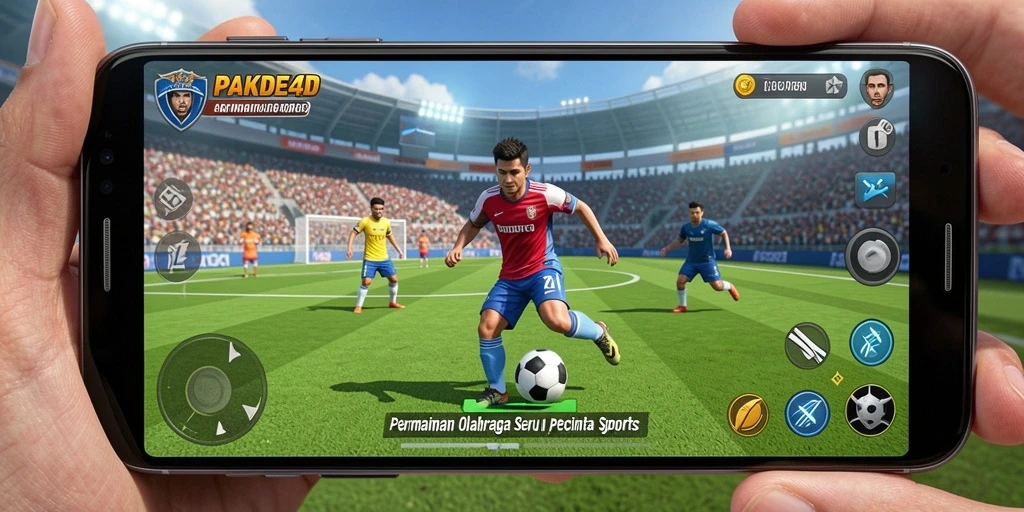 Screenshot utama PAKDE4D menunjukkan aksi seru dalam pertandingan olahraga.