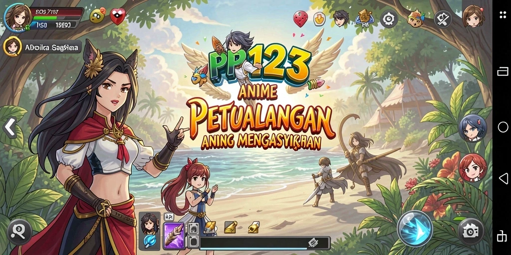 Gameplay PP123 menampilkan karakter anime dalam aksi seru.