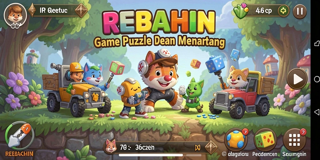 Gameplay seru REBAHIN dengan berbagai teka-teki yang menantang.