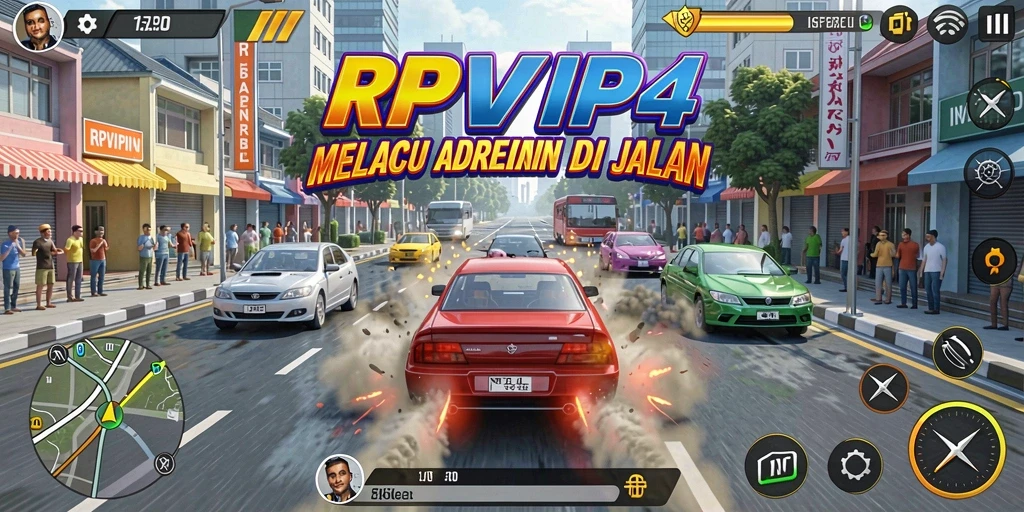 Gameplay balapan RPVIP4 yang mendebarkan dan seru.