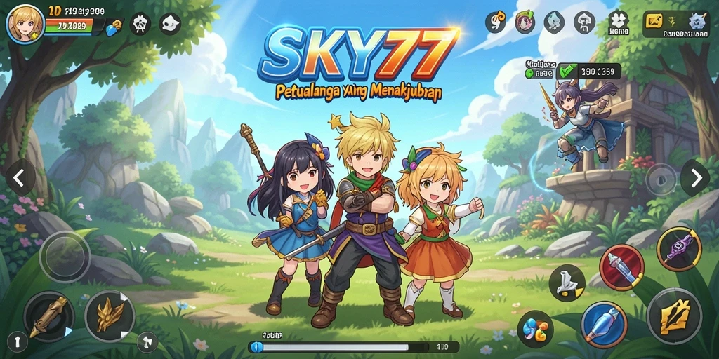 Tampilan gameplay SKY77 menampilkan aksi seru dalam dunia Anime.
