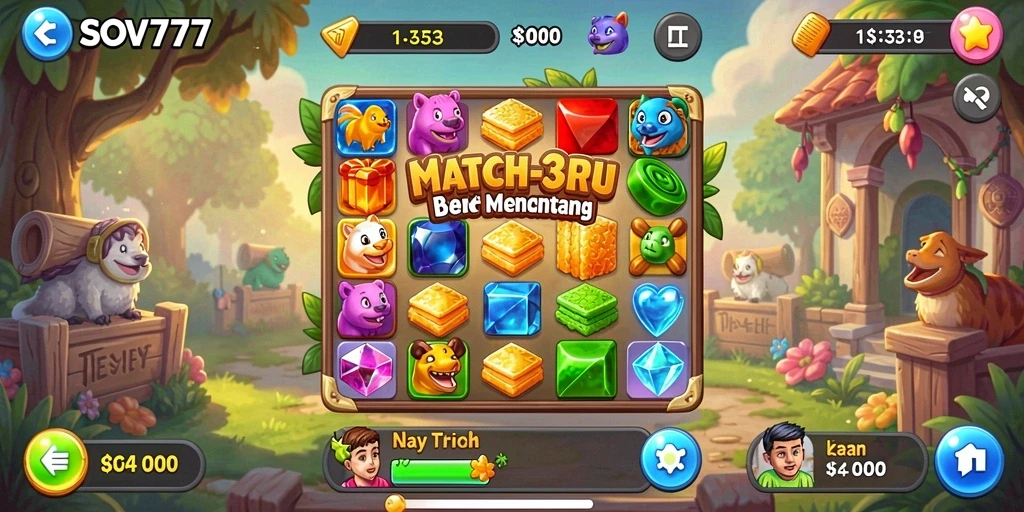 Tampilan gameplay SOV777 yang seru dan penuh warna.