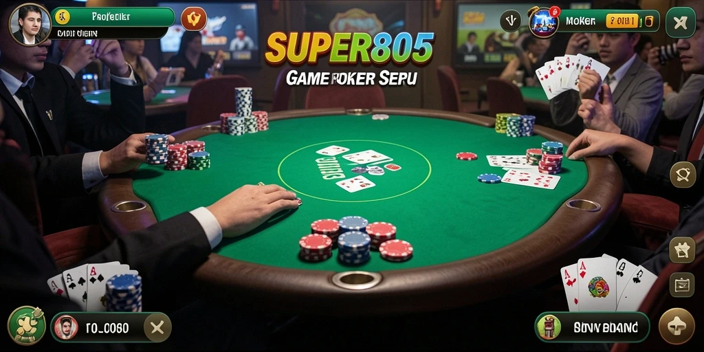 Screenshot gameplay SUPER805 menunjukkan aksi seru permainan Poker.