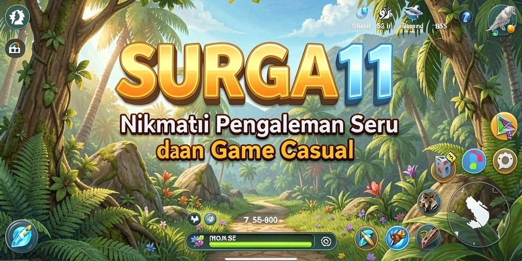 Screenshot utama SURGA11 menunjukkan aksi gameplay yang seru dan menghibur.