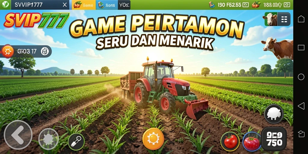 Screenshot gameplay SVIP777 menunjukkan aktivitas bertani yang seru.