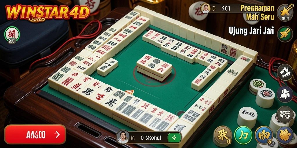 Tampilan gameplay seru dalam WINSTAR4D yang menampilkan ubin Mahjong berwarna-warni.