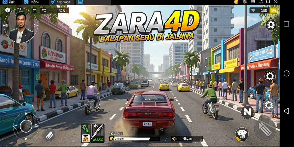 Screenshot gameplay ZARA4D menampilkan balapan seru di trek yang menantang.